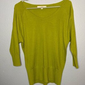 Loft Green Soft Vneck Slouch Wool Blend Sweater Size XS